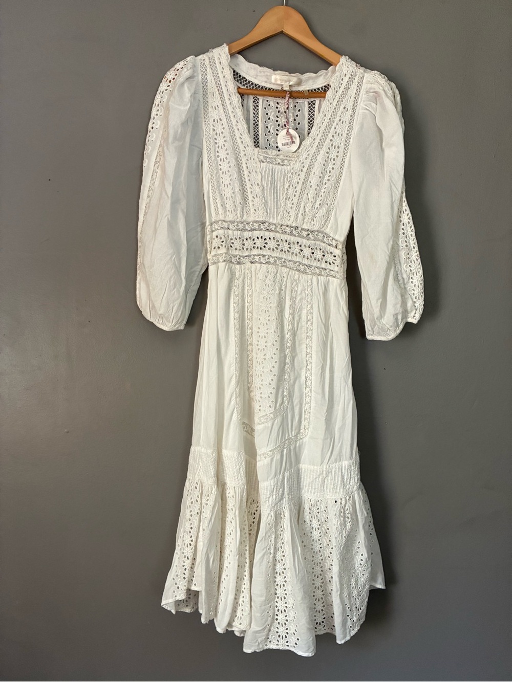 LoveShackFancy Garrison Dress | Eyelet Cottagecore Coquette Romantic Bridal 2 - Picture 4 of 16